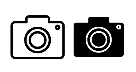 Camera Icons. black and white vector illustration set.