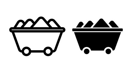 Coal Icons. black and white vector illustration set.