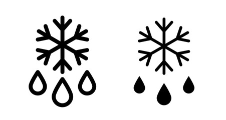 Defrosting Icons. black and white vector illustration set.