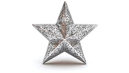 Obraz premium A decorative silver star with intricate patterns, often used for holiday or festive decor.