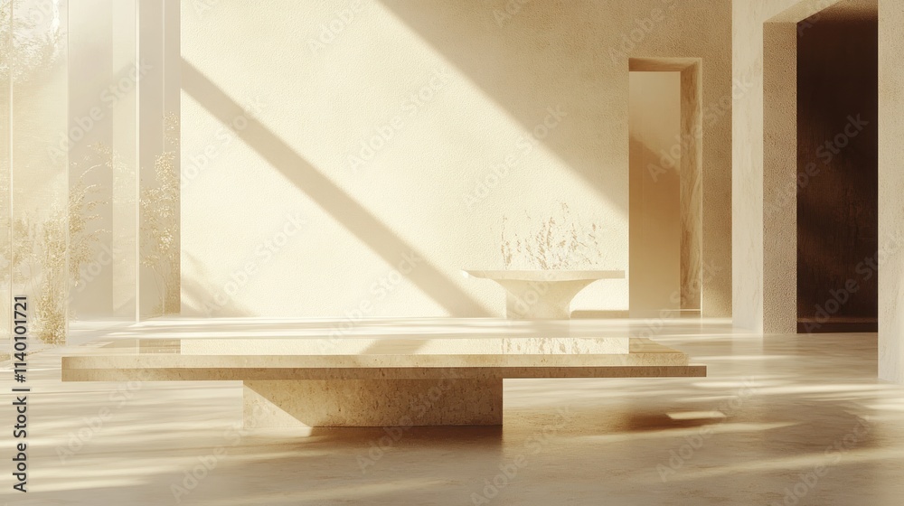 Aufkleber a serene interior space with minimalist design and natural light highlighting the architecture.