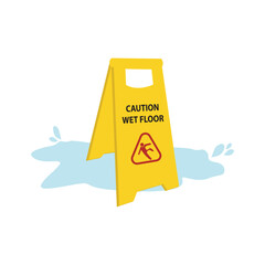 Caution Wet Floor Safety Sign Illustration