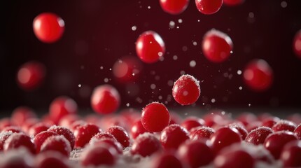 Obraz premium Falling Cranberries Catching the Light