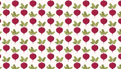Beetroot vegetable seamless pattern on white background. Vector illustration.