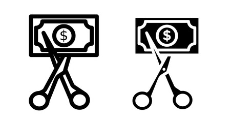 Salary deduction Icons. black and white vector illustration set.