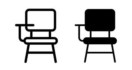 School desk chair Icons. black and white vector illustration set.