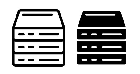 Server Icons. black and white vector illustration set.