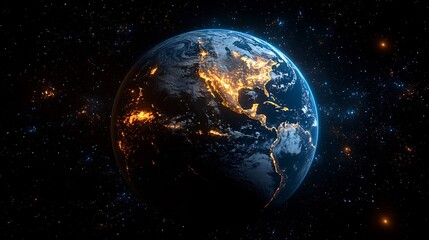 Glowing Digital Earth with Flowing Data Streams Symbolizing Global Connection and Technological Advancement