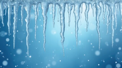 Falling Icicles Against a Frosty Blue Background