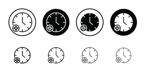 Plus hours icon Thin line flat illustration