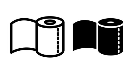 Toilet paper roll Icons. black and white vector illustration set.