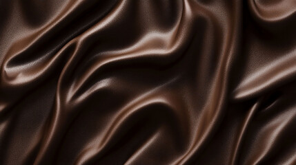 Fototapeta premium Smooth, dark brown satin fabric with elegant folds.