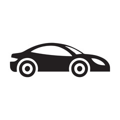 Car silhouette on white background. Vehicle icons set view from side, front, back, and top