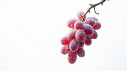 Fototapeta premium Frozen Grapes Falling Through Air Against White Background