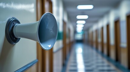 Public Announcement System in School Hallway for Emergency and Communication Purposes