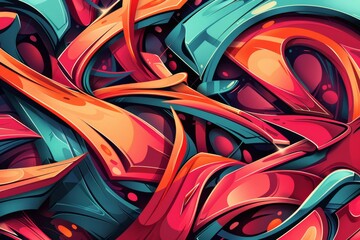 Seamless urban art vector background featuring vibrant graffiti wall design elements