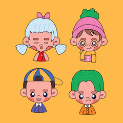 Set of children avatars character. Colorful flat vector illustration isolated