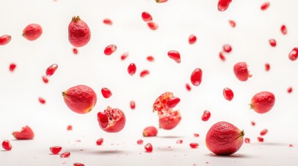 Fototapeta premium Pomegranate Seeds Bursting in Mid-Air
