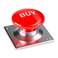 Red buy button on transparent background is waiting to be pushed