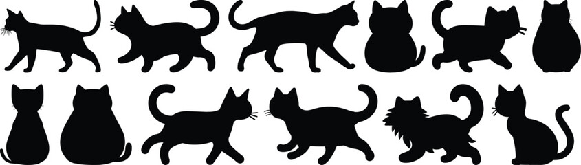 Cat silhouette set vector design big pack of animal illustration and icon