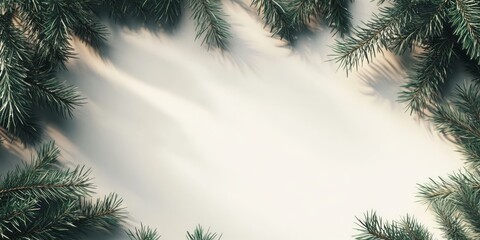 Obraz premium Banner featuring spiky pine needles framing an empty space for text or artwork, ideal for seasonal promotions or nature-themed designs