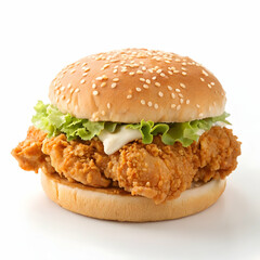 cheese burger with beef cutlet vegetables and onions isolated