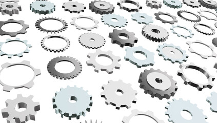 pattern with metal gear wheels on a transparent background	