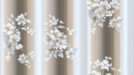 Obraz premium This high-resolution wallpaper features a light gray vertical pattern with subtle lines on a white background, ideal for modern interiors SEAMLESS PATTERN