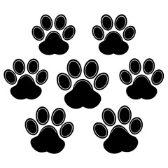 Fototapeta premium Set paw silhouette icon vector art illustration