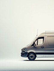 A side view of a modern delivery van on a minimal background.