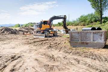 Obraz premium hill leveling and earth preparation for construction