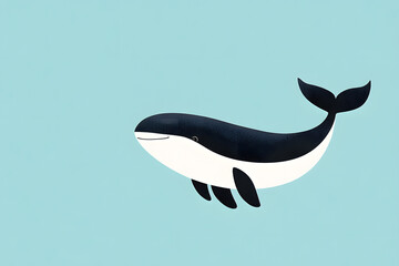 Obraz premium Blue whale hand drawn illustration isolated on white background. Whale.