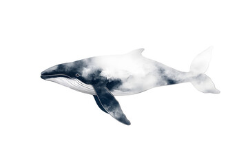 Fototapeta premium Blue whale hand drawn illustration isolated on white background. Whale.