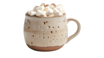 Cozy winter mug brimming with creamy hot chocolate topped with fluffy marshmallows waiting to be enjoyed on a chilly day