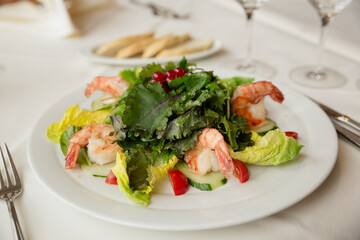 Frischer Sommer Salat mit Gambas