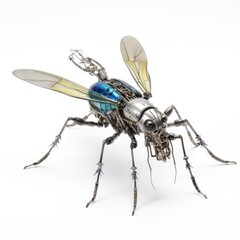 Fototapeta premium Unique mechanical insect showcases intricate robotics and artistic design in modern craftsmanship