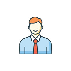 Businessman profile icon. Friendly professional male avatar; ideal for websites, apps, and presentations.  Represents competence and approachability.