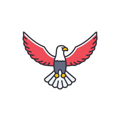 Majestic eagle soaring high. Powerful bird of prey, symbolizing freedom and liberty.  Red wings add vibrant energy.