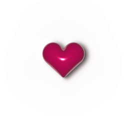 Glossy shiny pink heart with shadow isolated on transparent background. 3D realistic illustration heart for Valentine's Day, the day of love. 