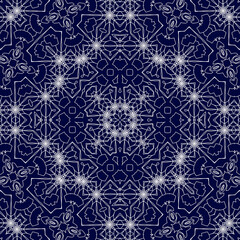 Christmas seamless pattern. Christmas background blue. Snowflake pattern. Happy New Year