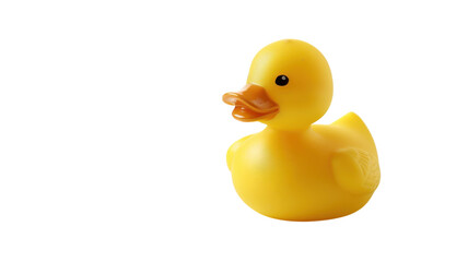 Bright yellow rubber duck floating on a vibrant green surface, embodying a playful spirit and evoking childhood nostalgia