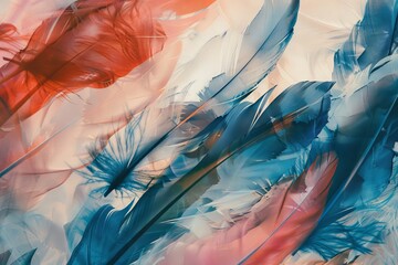 Colorful, pastel-soft feathers background, wallpaper, blurred, with ample copy space. An abstract background. web banner, soft fluffy textures