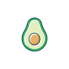 Avocado half icon. Fresh avocado illustration, healthy food image.  Represents vitality and goodness.