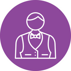 Uniformed Waiter line circle icon