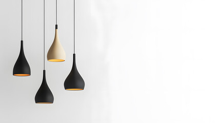 Modern pendant lamp hanging, isolated on a white background