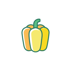 Sweet bell pepper. Vibrant yellow pepper, symbolizes health, freshness, and wholesome nutrition.  Perfect for recipes and healthy eating visuals.