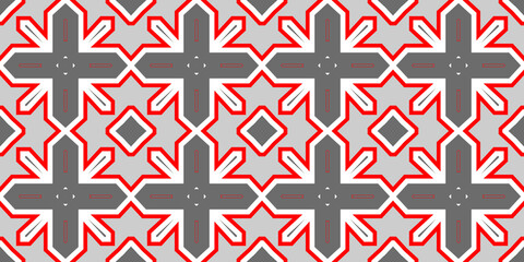 Seamless pattern banner gray and red. Merry Christmas. Happy New Year. Red woven pattern