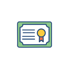 Achievement certificate icon. Award certificate graphic; symbolizes success, accomplishment, and recognition.  Perfect for education, business, and celebratory designs.