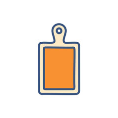 Obraz premium Wooden cutting board icon. Kitchen utensil, cooking prep, chopping board image. Simple design symbolizes culinary ease.