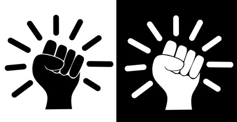 clenched fist illustration - symbol of victory, strength, power and solidarity flat vector icon for apps and websites isolated white background